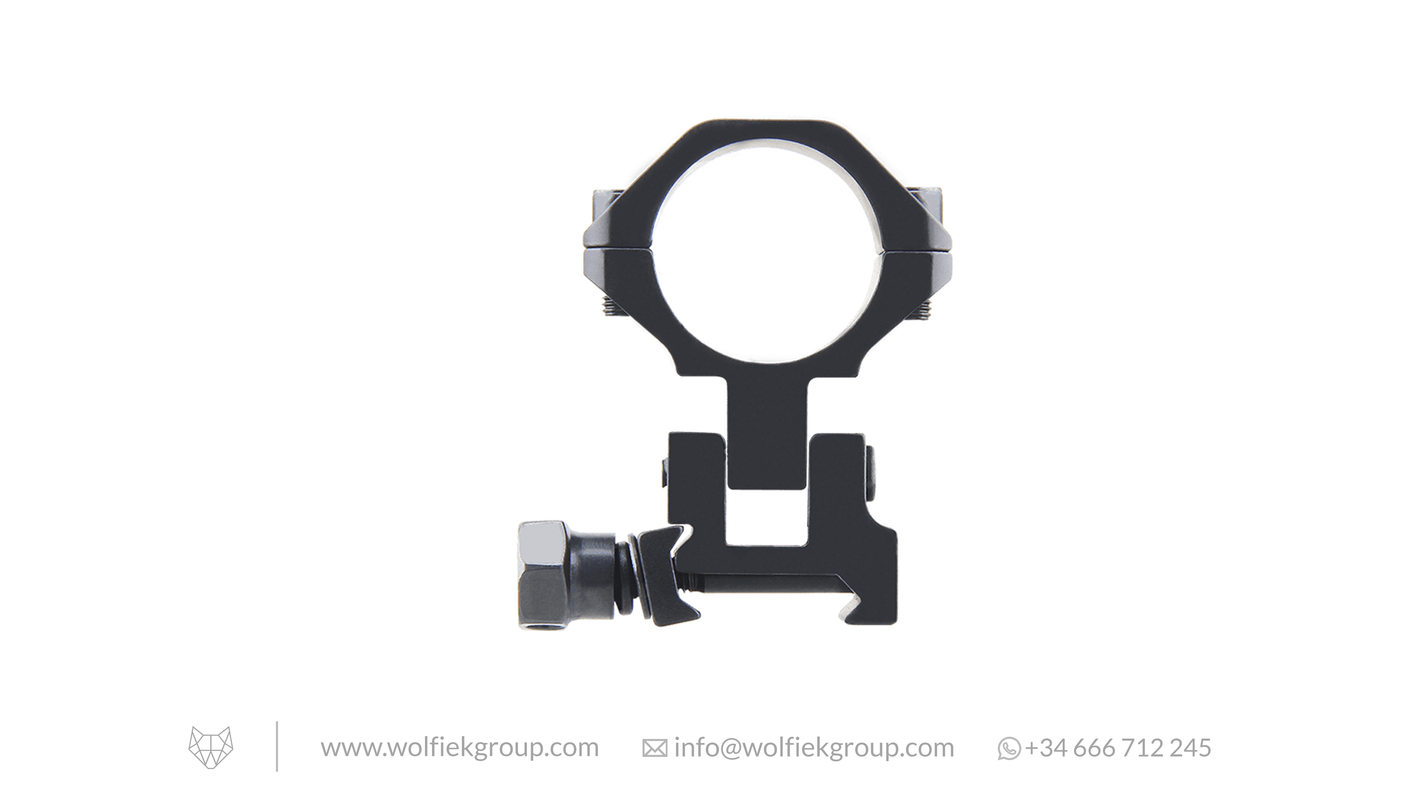 Front of adjustable scope mount in black