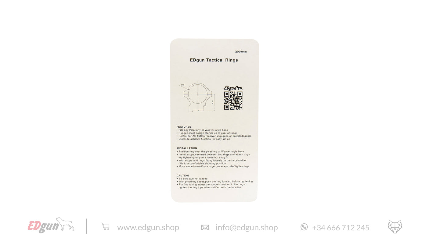 EDgun Tactical Match Picatinny Scope Rings - 30mm