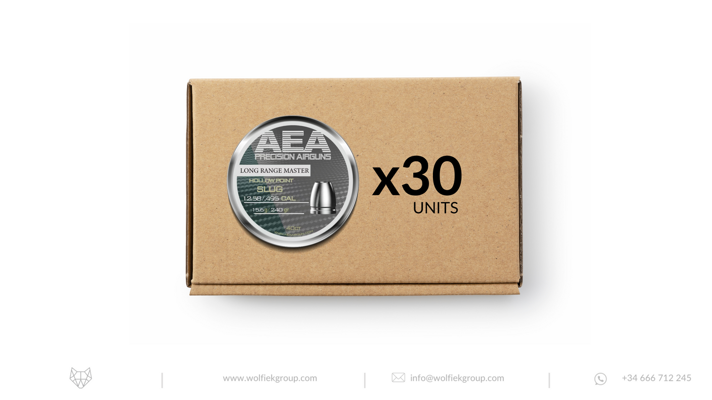 Master box · AEA Exact Slug Hollow Point · Cal .495 (12.58mm) · Weight 15.6g (240gr)