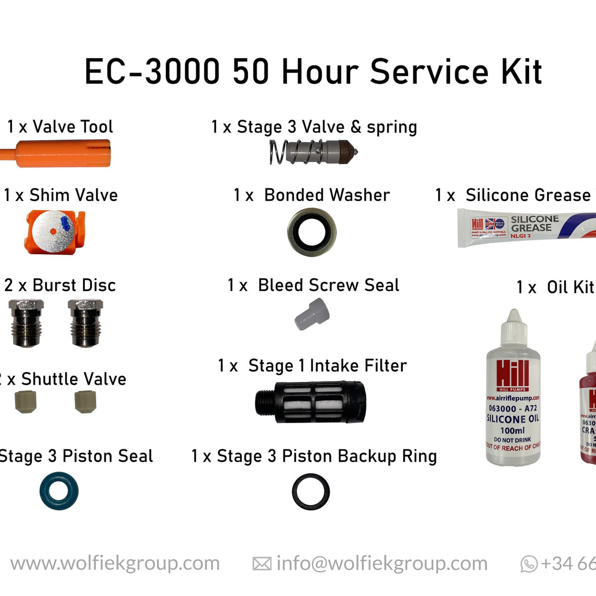 Hill EC-3000 50-Hour Service Kit – AEA Airguns Shop
