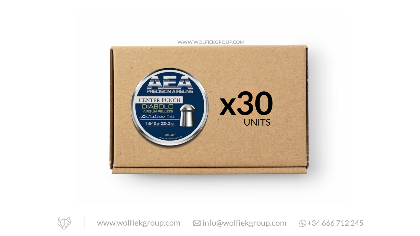 Master box · AEA Diabolo Pellets Heavy (++) Round Nose · Cal .22 (5.5mm) · Weight 1.645g (25.3gr)